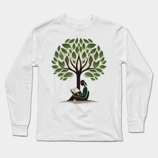 Book Reading under a Tree - Designs for a Green Future Long Sleeve T-Shirt